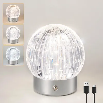 Image de Lampe de table rechargeable, sans fil, avec 3 couleurs et variateur d'intensité LED, contrôlée par touche