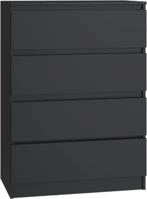 Produktbild von VBChome Kommode mit 4 Schubladen 70 x 40 x 97 cm Schwarz Grifflose Schubladenkommode Mehrzweckschrank für Flur Schlafzimmer Wohnzimmer Kinderzimmer Modern Schwarz