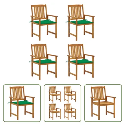 Produktbild von The Living Store Gartenstühle mit Kissen 4 Stk. Massivholz Akazie