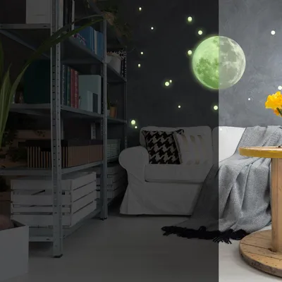 Produktbild von Decords leuchtender Mond-Wandaufkleber, Modell 037-004 – Größe: 160 × 160 cm