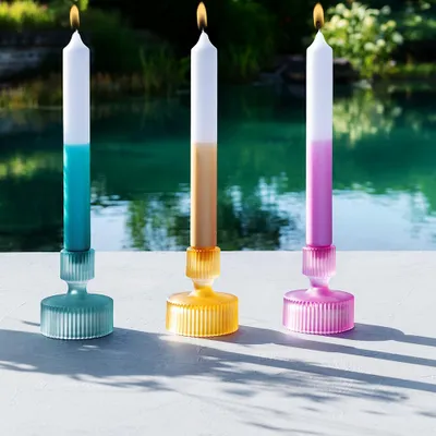 Imagen del producto de Fink TIVO, portavelas, candelabro, vidrio, acabado mate, turquesa, L. 8 cm, An. 8 cm, Alt. 9 cm, Prof. 8 cm, código: 118012
