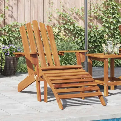 Produktbild von Adirondack-Gartenstuhl mit Fußstütze aus massivem Akazienholz für Garten und Terrasse