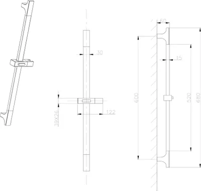 Immagine prodotto di Asta doccia, 680 mm, ABS/cromo