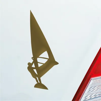 Produktbild von Auto Aufkleber Windsurfer Wind Surfer Surfing Kite 12x5 cm Gold Sticker Heckscheibenaufkleber