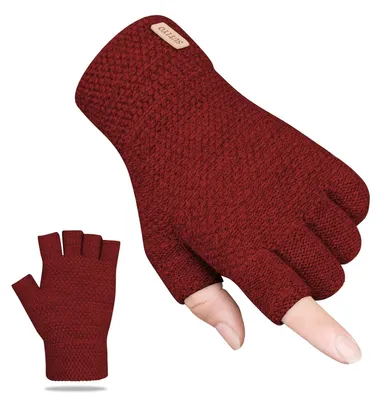 Produktbild von Fingerlose Handschuhe Strickhandschuhe Winterhandschuhe - Alpakawolle - Thermofutter - Unisex