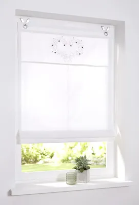 Faltrollo weiß besticktes Herz 80x140 cm