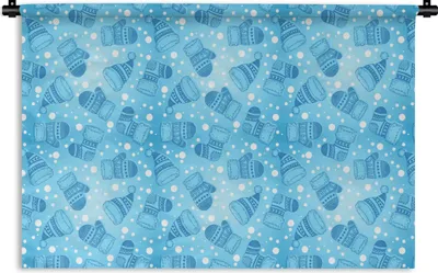Produktbild von MuchoWow® Wandteppich Wandbehang Handschuhe - Mütze - Winter - Schnittmuster 120x80 cm Tapisserie Dekoration Wandtuch - Wanddekorationen - Wandtücher