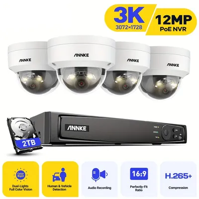 Imagen del producto de Kit de cámaras de seguridad - Cámara de vigilancia - Cámara CCTV - Cámara IP - Cámara tipo domo - 4 cámaras PoE de 5MP