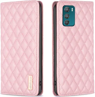 Produktbild von Moto G42 Hülle, Elegant Bookstyle Flip Leder Kartenfächer Schutzhülle mit Ständer für Motorola Moto G42 Pink