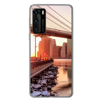 Produktbild von MuchoWow® Handyhülle Schutzhülle Hülle für Huawei P40 New York - Brooklyn - Brücke Silikon Softcase Handy Hülle - Handytasche
