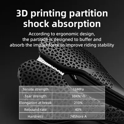 Produktbild von ROCKBROS Fahrradsattel Rennradsattel 3D Druck Carbon Stoßdämpfend, Unisex Fahrradsättel, Schwarz