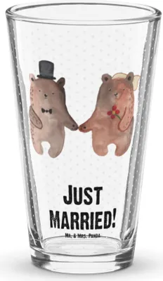 Produktbild von Mr. & Mrs. Panda Cocktailglas Bär Heirat - Transparent - Geschenk, Trinkglas, Teddy, Bierglas, Glas, Verheiratet Heirate Hochzeit Hochzeitsgeschenk Hochzeitspaar, Tumbler