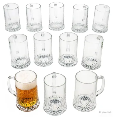 Produktbild von 12x Akki Bierkrug 0,5L mit Sternboden & Henkel Bierseidel 500ml Glas