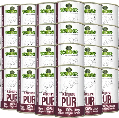 Produktbild von 24 x 410 g - Schecker Nassfutter - Känguru PUR - getreidefrei - hypoallergen