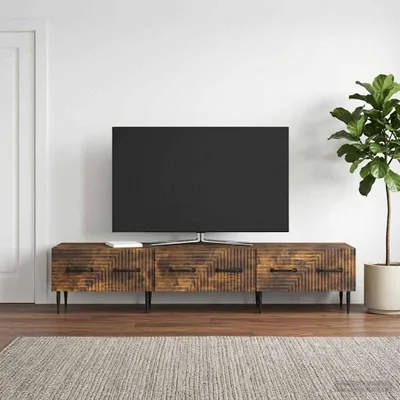 Zdjęcie produktu dla Szafka pod telewizor vidaXL, dąb wędzony, 147 x 34,5 x 30 cm, materiał drewnopochodny