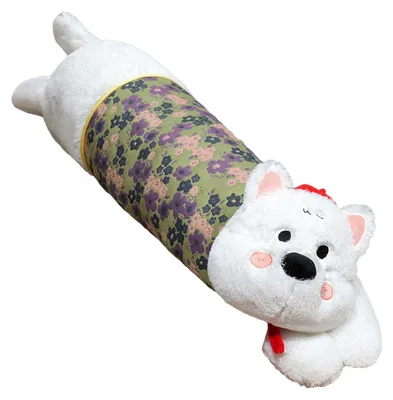 Produktbild von Langes Hundekissen, Stofftier, niedliches Welpenbeinkissen, flauschiges Rückenstützkissen, Kuscheltier zum Seitenschlafen und Sitzen