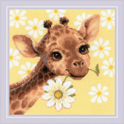 Obrázek produktu pro Vyšívací sada Riolis s křížkovým stehem „Malá žirafa“, vzor k vyšívání, 30 x 30 cm