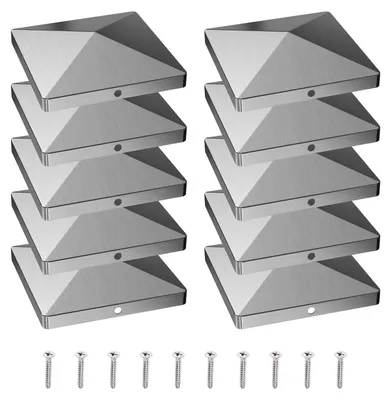 Image de Lot de 10 embouts en acier inoxydable de 8x8 cm pour poteaux en bois