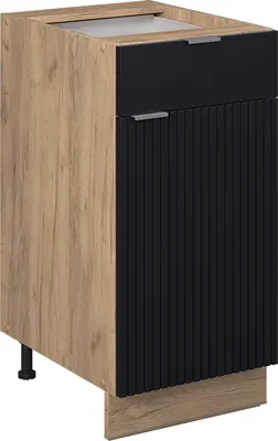 Image de Meuble cuisine Vicco Fame-Line Noir rayé 40cm sans PT, Model 50748