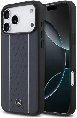 Obrázek produktu pro Zadní kryt Mercedes-Benz – iPhone 17 Pro Max – pravá kůže – tmavě modrá –