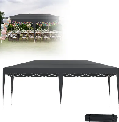 Image de Tente pliante LZQ POP UP 3 x 6 m, tente de réception pliable avec protection UV, imperméable, hauteur réglable, tente de jardin avec sac de rangement, anthracite