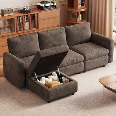 Immagine prodotto di Divano angolare - Salotto angolare - Divano a "L" - Divano ad angolo - Divano letto - Divano modulare a 5 posti - Divano con chaise longue e spazio contenitivo