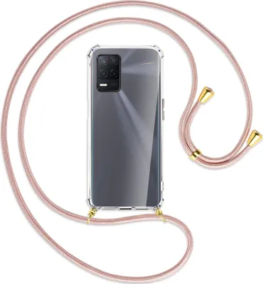 Produktbild von Handykette Backcover-Schutzhülle mit Band (Metall goldfarben) für Realme 8 5G (RMX3241) / V13 5G - roségold