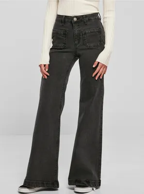 Produktbild von Urban Classics - Damen Vintage Flared Jeans BLACK WASHED W26
