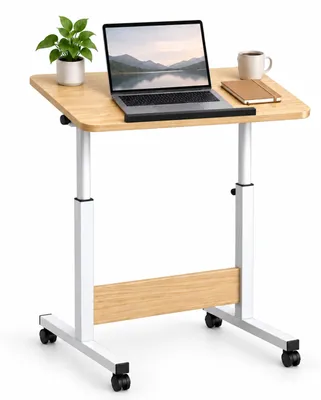 Laptoptafel verstellbar 67-90 cm, weiß/natur, MDF, Metall