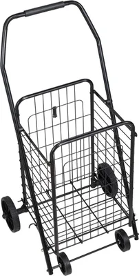 Obrázok produktu pre Nákupný košík, skladací nákupný vozík s otočnými kolieskami, nosnosť 40,8 kg, odolný pojazdný košík na bielizeň, nákupy, kempovanie, potraviny, batožinu, čierny