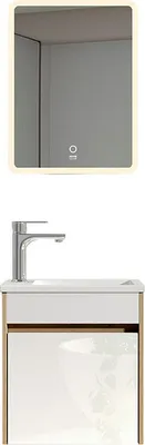 Immagine prodotto di Home Deluxe Set completo di mobili da bagno BORKUM - bianco/quercia, MDF (48 x 25,5 x 45 cm) | Set elegante per bagni piccoli