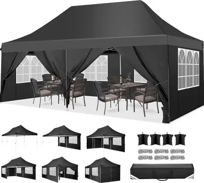 Image de Pavillon pliable 3x6m étanche stable résistant à l'hiver avec parois latérales sac de sable