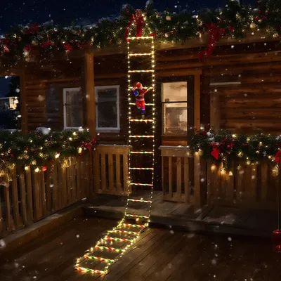 Image de Guirlande lumineuse LED "Père Noël" Izrielar, longueur 3 mètres, avec minuterie et télécommande, idéale pour la décoration de Noël, pour fenêtres et figurines, lumière blanc chaud