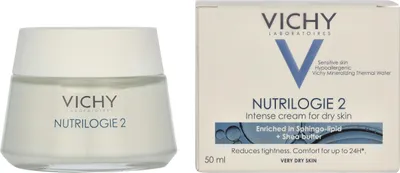 Produktbild von Vichy Nutrilogie 2, Frauen, Creme, trockene Haut, Sehr trockene Haut, Feuchtigkeitsspendend, Nährend, 24 h, Topf