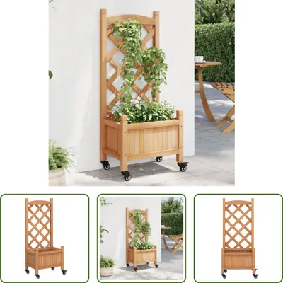 Obrázok produktu pre The Living Store Kvetináč s mriežkou a kolieskami Hnedé masívne jedľové drevo