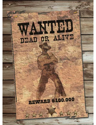 Zdjęcie produktu dla Westernowa dekoracja ścienna z plakatem Wanted - jeden rozmiar dla wszystkich