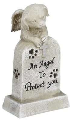Produktbild von Grabschmuck für Hunde, wetterfeste Gedenktafel mit Kreuz und Hundeengel