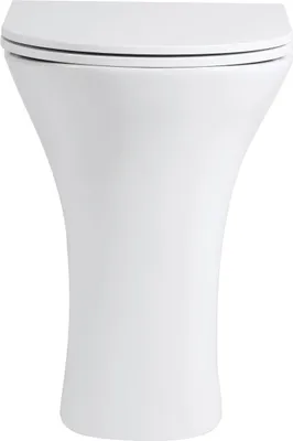 Produktbild von sanicomfort Stand-WC REKIA, erhöht 47 cm, Flachspüler, spülrandlos, Abgang waagrecht, Sanitärkeramik, weiß, mit WC-Sitz
