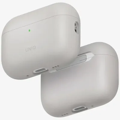Zdjęcie produktu dla Etui UNIQ Lino AirPods Pro 3 gen silikon beżowy