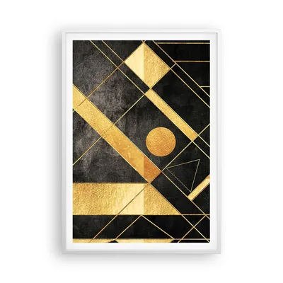 Produktbild von Gerahmtes Poster - Weißer Rahmen - Golden Schwarz Figuren - 70x100 cm - Wand Bild - Wanddeko - Wandbilder - Kunstposter - Wandposter - Bilderrahmen - Bilder - Kunstdruck - P2WPA70x100-5089