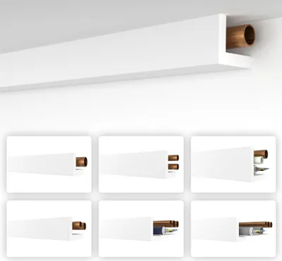 Produktbild von HEXIMO Winkelprofil weiß 1.7 Meter Profile - XPS Abdeckleisten für Heizungsrohre, L-Profil Rohrabdeckung Kabelkanal Modell: HRA-1 - 54x66 mm (1.7 Meter / Leiste)