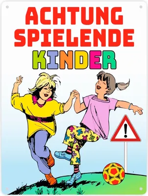 Produktbild von Warnschild Achtung spielende Kinder Metallschild XXL in 28x38 cm zum Thema