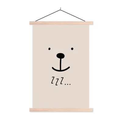 Produktbild von MuchoWow® Textilposter Zitate - Schlaf - Kinder - Sprichwörter - Zzz... - Kinder - Baby 40x60 cm mit holzfarbenen Rahmen - Poster