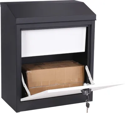 Immagine prodotto di Bc-elec - HPB905 Cassetta postale con sportello di sicurezza XXL, cassetta per pacchi 53x43,5x26cm in acciaio zincato bianco/antracite