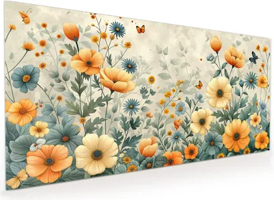 Produktbild von Küchenrückwand Spritzschutz Glas mit Motiv Blumenwiese 40 x 40 cm