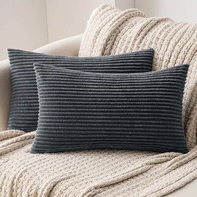 Immagine prodotto di Cuscini, copricuscini in velluto goffrato, set da 2, 40x60 cm, grigio