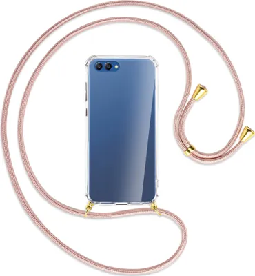 Produktbild von Handykette Backcover-Schutzhülle mit Band (Metall goldfarben) für Honor View 10 / V10 - roségold