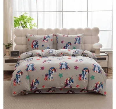 Obrázek produktu pro Mikroplyšové povlečení CUTE UNICORN šedé Rozměr povlečení: 70 x 80 cm | 140 x 200 cm