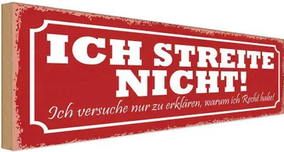 Produktbild von vianmo Holzschild 10x27 cm streite nicht ich versuche nur Dekoration