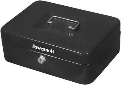 Immagine prodotto di Portamonete argentato con cassetti estraibili - Piccola cassaforte domestica color argento.